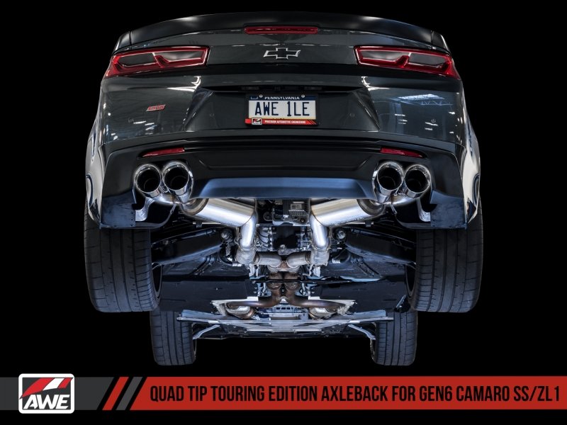 AWE Tuning 16-19 Chevrolet Camaro SS Axle-back Exhaust - Touring Edition (Quad Chrome Silver Tips) - Crew Original