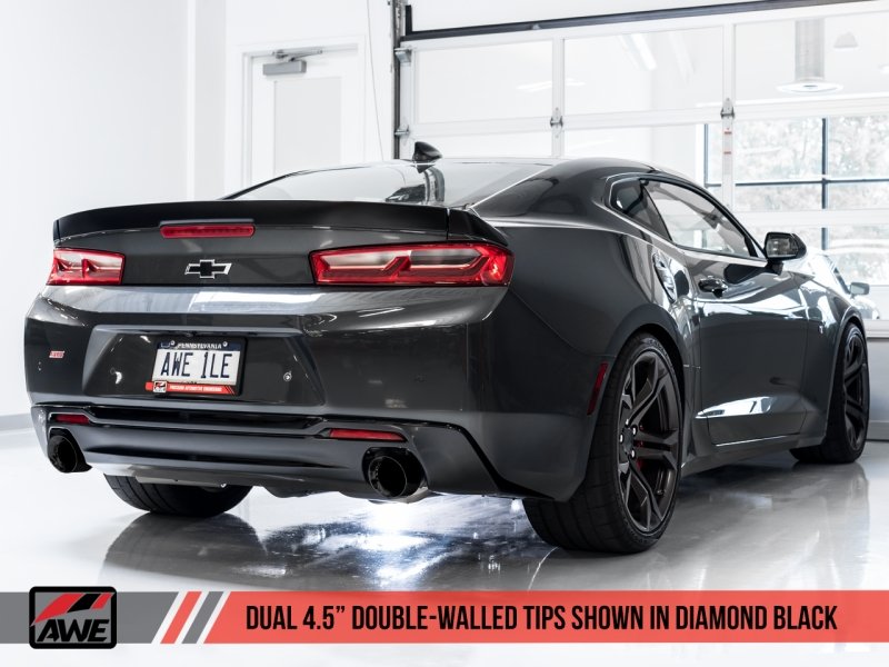 AWE Tuning 16-19 Chevrolet Camaro SS Axle-back Exhaust - Track Edition (Diamond Black Tips) - Crew Original