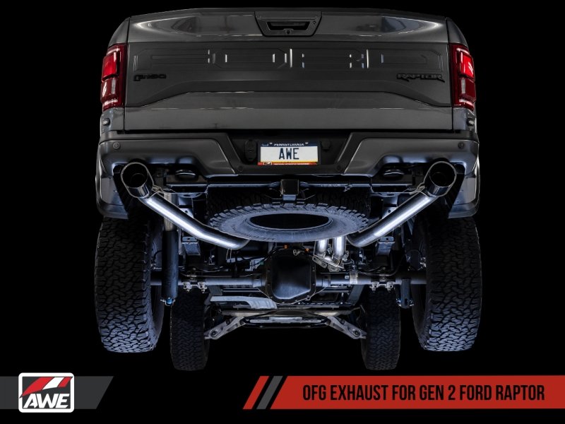 AWE Tuning 2017+ Ford Raptor 0 FG Performance Exhaust System - w/ Diamond Black Tips - Crew Original