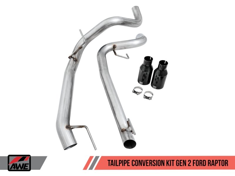 AWE Tuning 2017+ Ford Raptor Tailpipe Conversion Kit w/ Diamond Black Tips - Crew Original