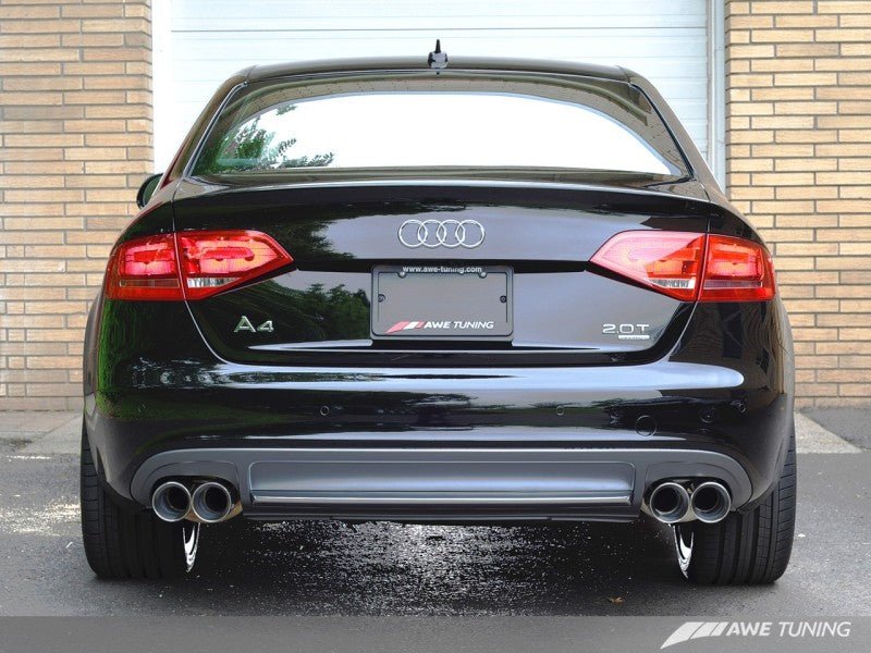 AWE Tuning Audi B8 A4 Touring Edition Exhaust - Quad Tip Polished Silver Tips - Crew Original