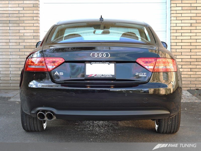 AWE Tuning Audi B8 A5 2.0T Touring Edition Single Outlet Exhaust - Diamond Black Tips - Crew Original