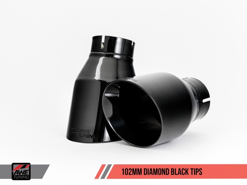AWE Tuning Audi B9 A4 Touring Edition Exhaust Dual Outlet - Diamond Black Tips (Includes DP) - Crew Original
