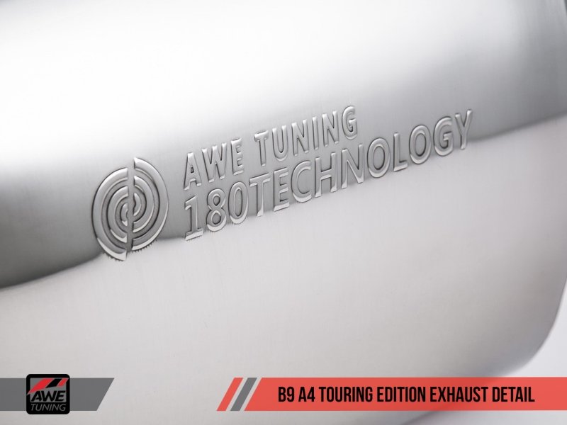 AWE Tuning Audi B9 A4 Touring Edition Exhaust Dual Outlet - Diamond Black Tips (Includes DP) - Crew Original