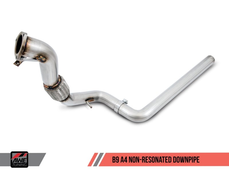 AWE Tuning Audi B9 A4 Track Edition Exhaust Dual Outlet - Diamond Black Tips (Includes DP) - Crew Original
