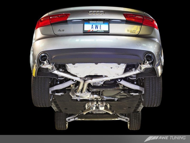 AWE Tuning Audi C7 A6 3.0T Touring Edition Exhaust - Dual Outlet Diamond Black Tips - Crew Original