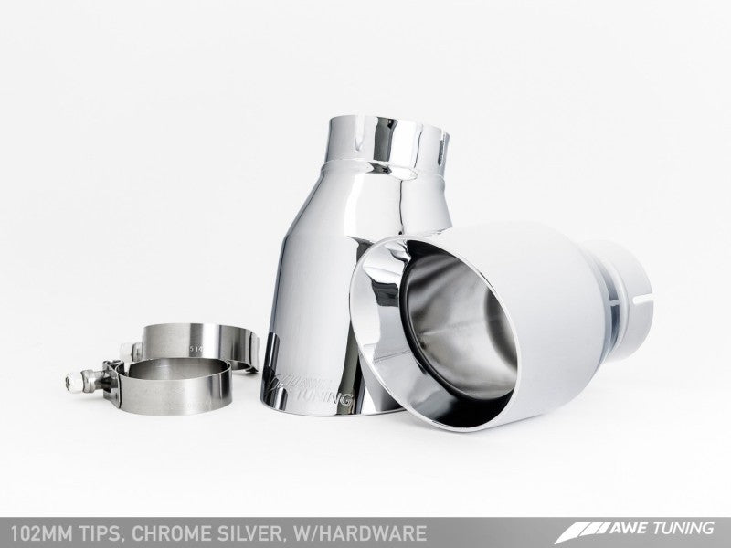 AWE Tuning Audi C7 A7 3.0T Touring Edition Exhaust - Dual Outlet Chrome Silver Tips - Crew Original
