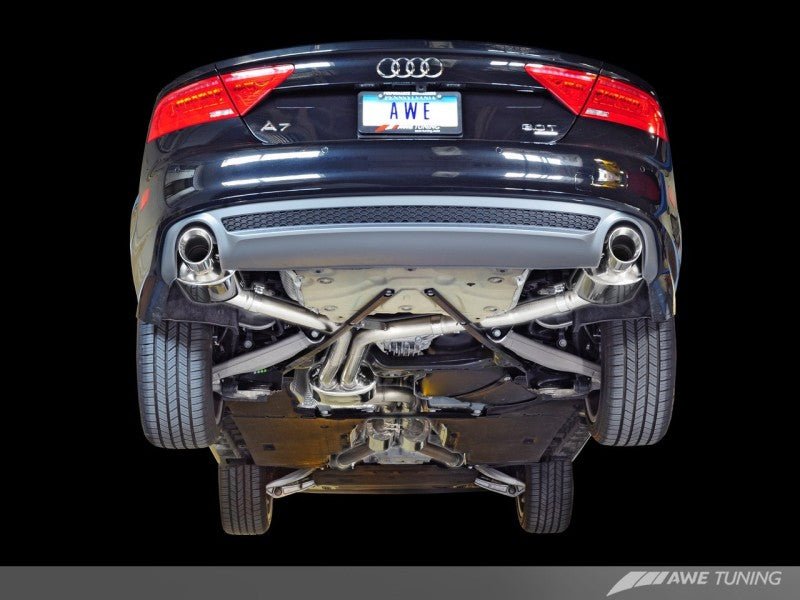 AWE Tuning Audi C7 A7 3.0T Touring Edition Exhaust - Dual Outlet Chrome Silver Tips - Crew Original