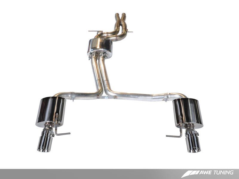 AWE Tuning Audi C7 A7 3.0T Touring Edition Exhaust - Dual Outlet Chrome Silver Tips - Crew Original