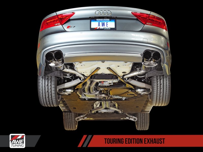 AWE Tuning Audi C7 / C7.5 S7 4.0T Touring Edition Exhaust - Polished Silver Tips - Crew Original