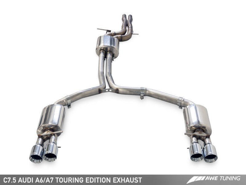 AWE Tuning Audi C7.5 A6 3.0T Touring Edition Exhaust - Quad Outlet Diamond Black Tips - Crew Original