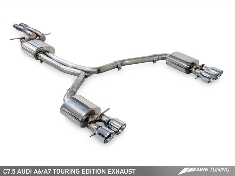 AWE Tuning Audi C7.5 A6 3.0T Touring Edition Exhaust - Quad Outlet Diamond Black Tips - Crew Original