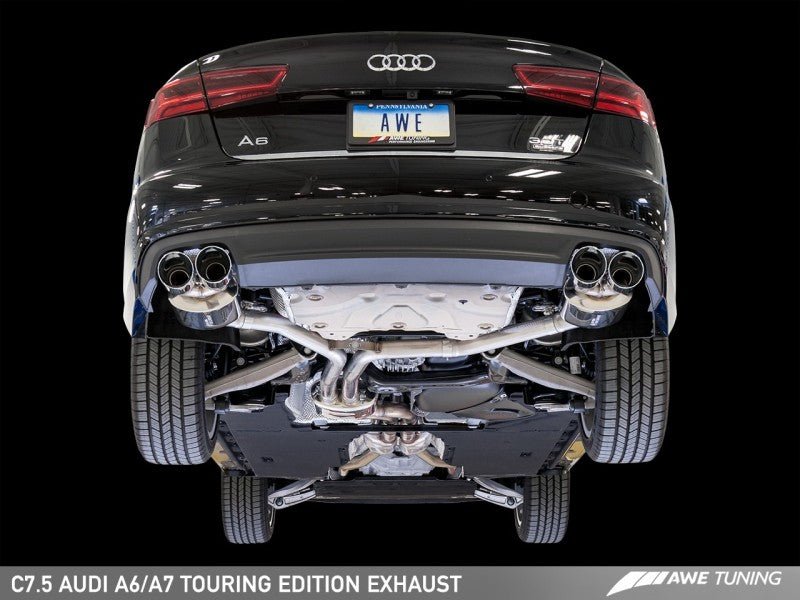 AWE Tuning Audi C7.5 A6 3.0T Touring Edition Exhaust - Quad Outlet Diamond Black Tips - Crew Original