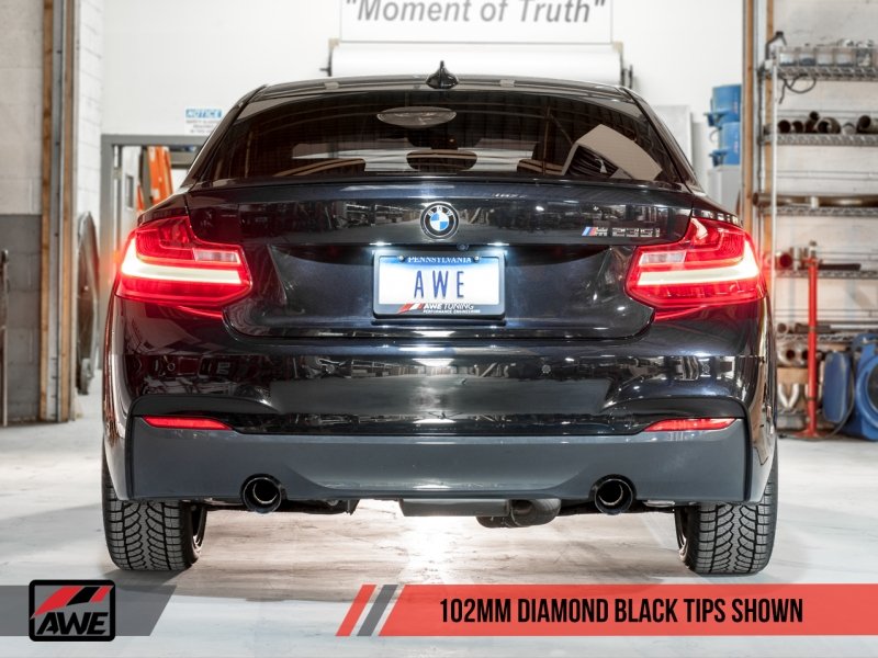 AWE Tuning BMW F22 M235i / M240i Touring Edition Axle-Back Exhaust - Diamond Black Tips (90mm) - Crew Original
