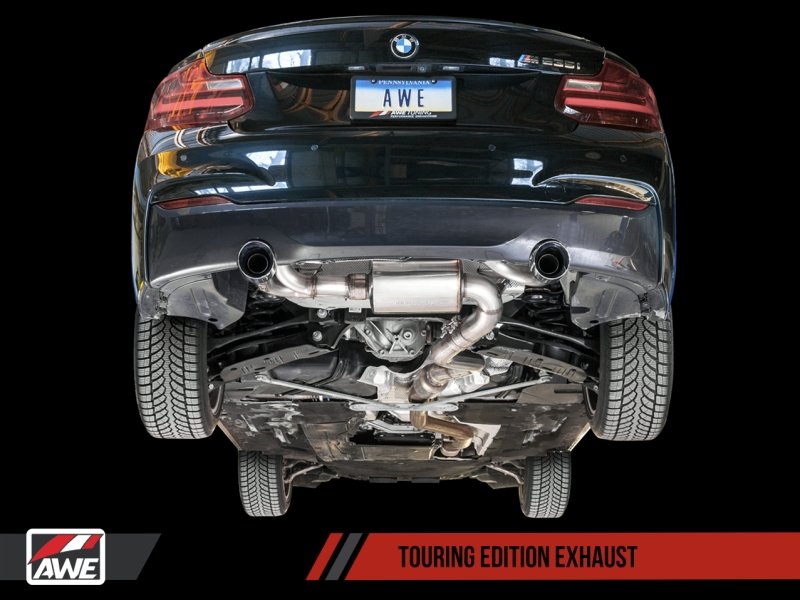 AWE Tuning BMW F22 M235i / M240i Touring Edition Axle-Back Exhaust - Diamond Black Tips (90mm) - Crew Original
