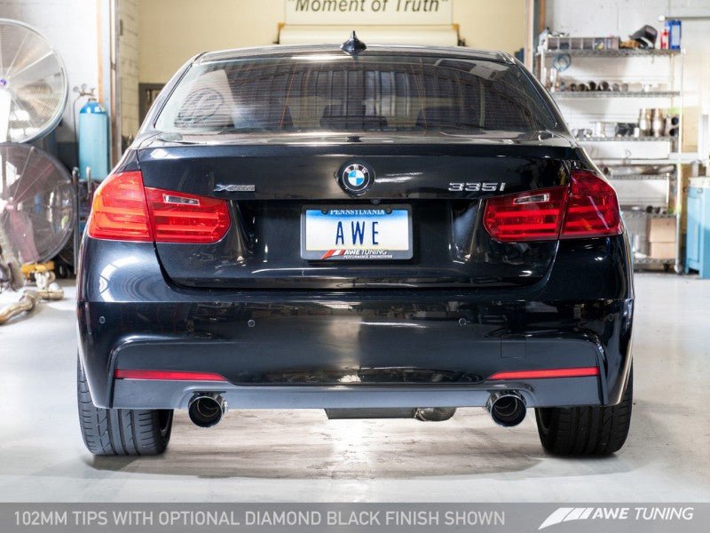 AWE Tuning BMW F3X 335i/435i Touring Edition Axle-Back Exhaust - Diamond Black Tips (102mm) - Crew Original