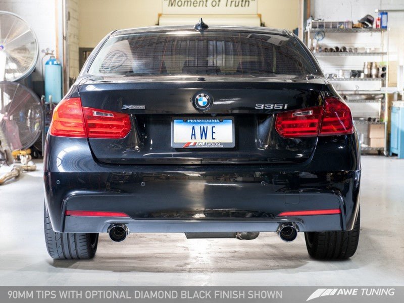 AWE Tuning BMW F3X 335i/435i Touring Edition Axle-Back Exhaust - Diamond Black Tips (90mm) - Crew Original