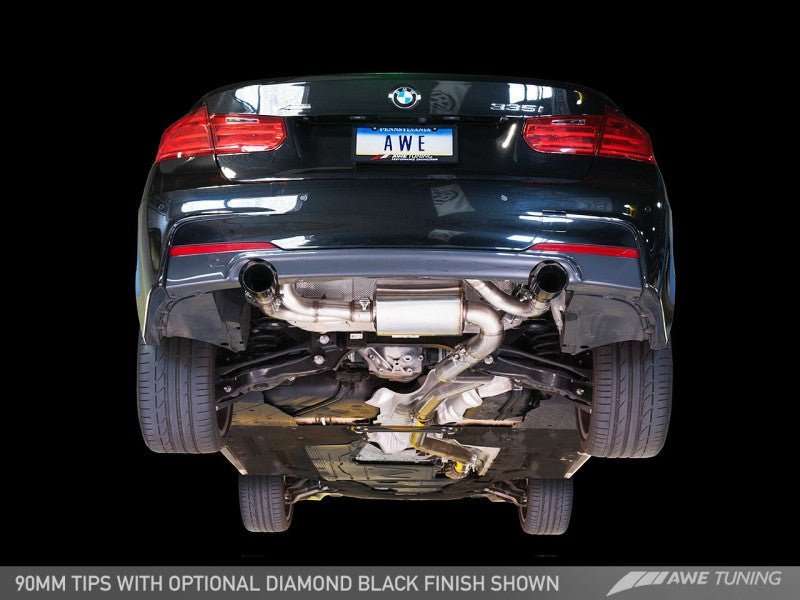 AWE Tuning BMW F3X 335i/435i Touring Edition Axle-Back Exhaust - Diamond Black Tips (90mm) - Crew Original