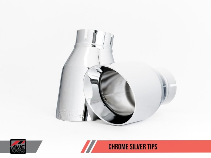 AWE Tuning BMW F3X 340i Touring Edition Axle-Back Exhaust - Chrome Silver Tips (90mm) - Crew Original