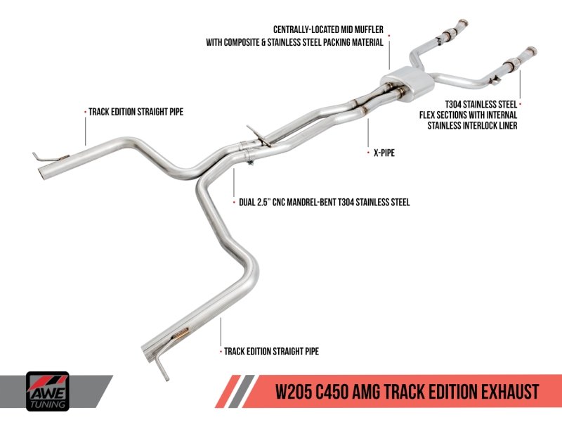 AWE Tuning Mercedes-Benz W205 C450 AMG / C400 Track Edition Exhaust - Crew Original