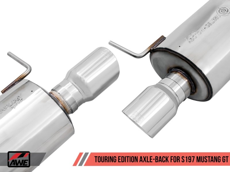 AWE Tuning S197 Mustang GT Axle-back Exhaust - Touring Edition (Chrome Silver Tips) - Crew Original