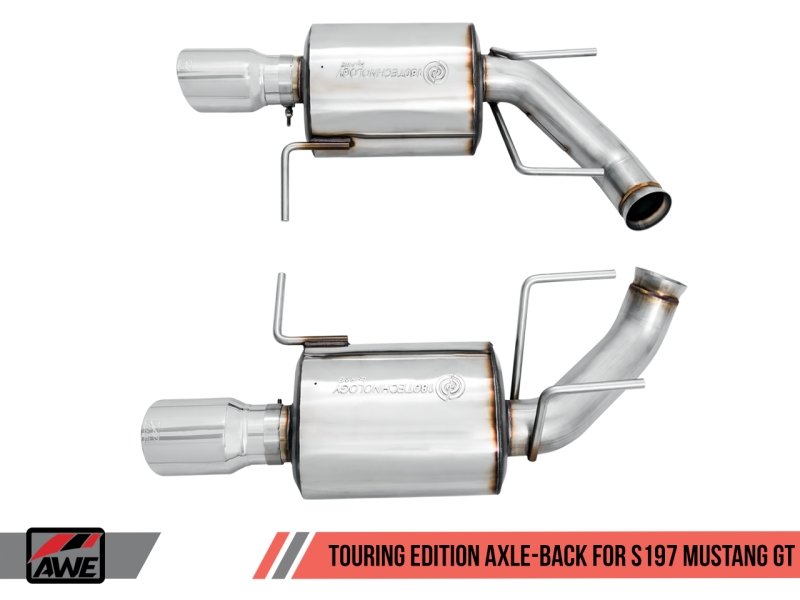 AWE Tuning S197 Mustang GT Axle-back Exhaust - Touring Edition (Chrome Silver Tips) - Crew Original