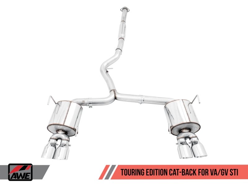AWE Tuning Subaru STI VA / WRX GV / STI GV Sedan Touring Edition Exhaust - Chrome Silver Tip (102mm) - Crew Original