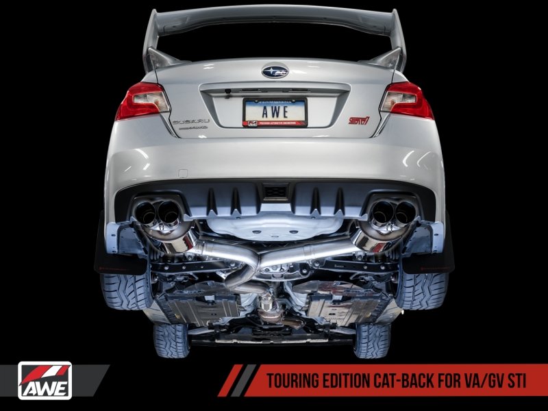 AWE Tuning Subaru STI VA / WRX GV / STI GV Sedan Touring Edition Exhaust - Chrome Silver Tip (102mm) - Crew Original