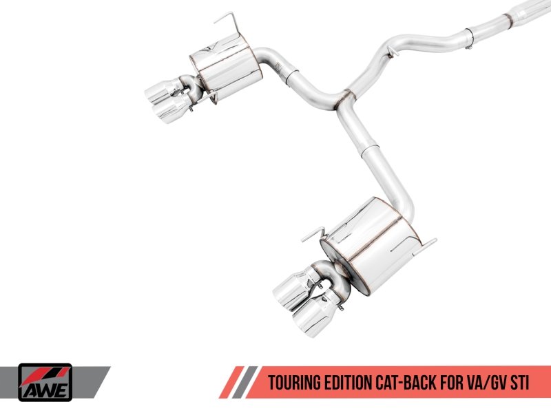 AWE Tuning Subaru STI VA / WRX GV / STI GV Sedan Touring Edition Exhaust - Chrome Silver Tip (102mm) - Crew Original
