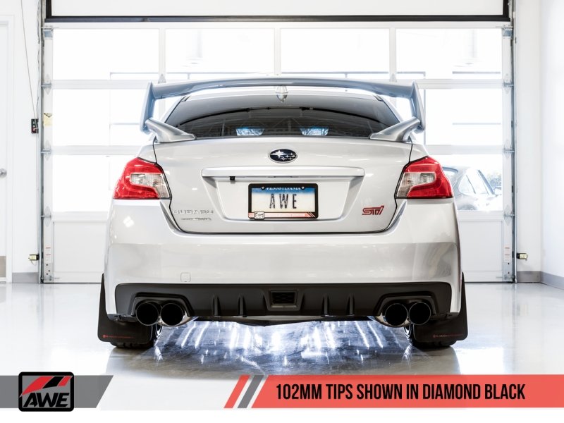 AWE Tuning Subaru STI VA / WRX GV / STI GV Sedan Touring Edition Exhaust - Diamond Black Tip (102mm) - Crew Original