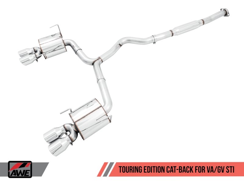AWE Tuning Subaru STI VA / WRX GV / STI GV Sedan Touring Edition Exhaust - Diamond Black Tip (102mm) - Crew Original