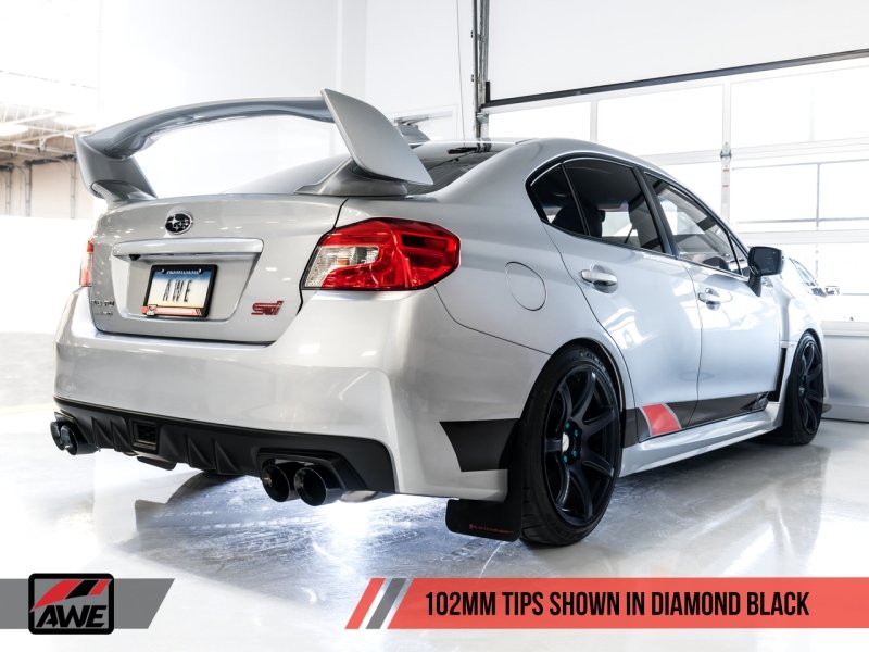 AWE Tuning Subaru STI VA / WRX GV / STI GV Sedan Touring Edition Exhaust - Diamond Black Tip (102mm) - Crew Original