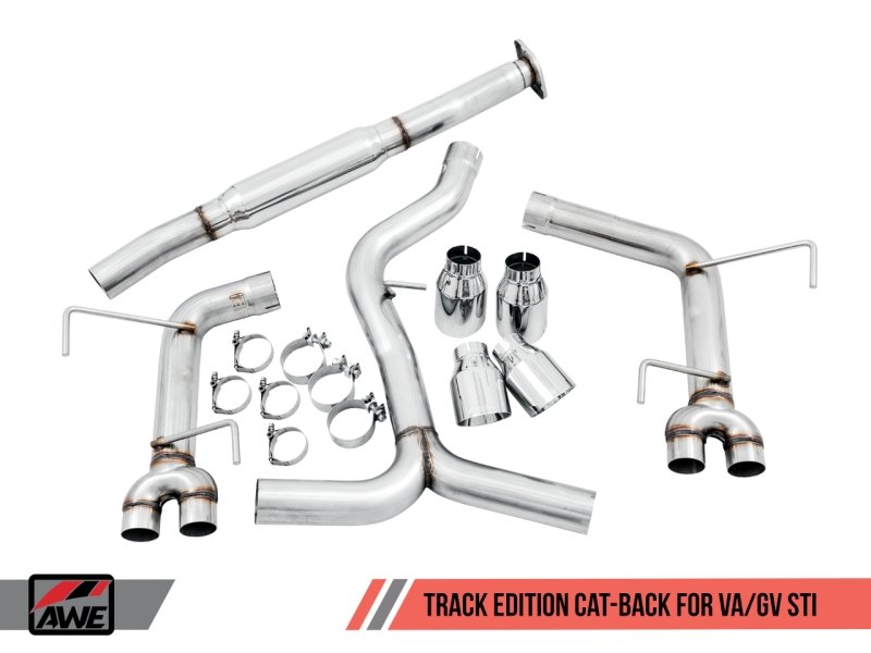 AWE Tuning Subaru WRX/STI VA/GV Sedan Track Edition Exhaust - Chrome Silver Tips (102mm) - Crew Original
