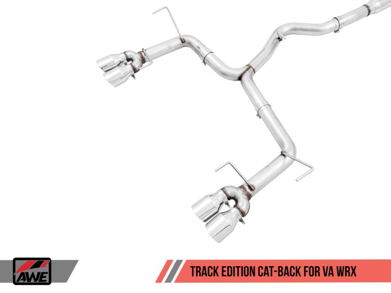 AWE Tuning Subaru WRX/STI VA/GV Sedan Track Edition Exhaust - Chrome Silver Tips (102mm) - Crew Original