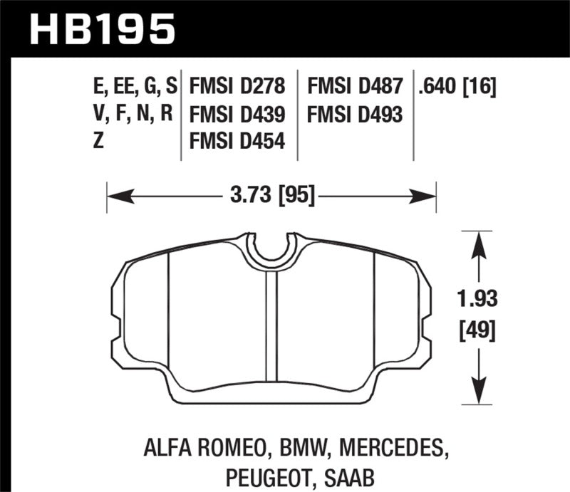 Hawk BMW 3 Series / Mercedes Benz 190 Series / Saab 900/9000 DTC-60 Race Front Brake Pads