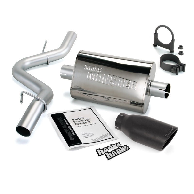 Banks Power 97-99 Jeep 2.5/4.0L Wrangler Slip Fit Cat Monster Exh Sys - SS Single Exh w/ Blk Tip - Crew Original