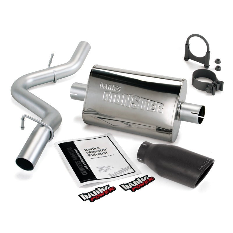 Banks Power 97-99 Jeep 2.5/4.0L Wrangler Slip Fit Cat Monster Exh Sys - SS Single Exh w/ Blk Tip - Crew Original