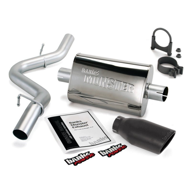 Banks Power 97-99 Jeep 2.5/4.0L Wrangler Slip Fit Cat Monster Exh Sys - SS Single Exh w/ Blk Tip - Crew Original
