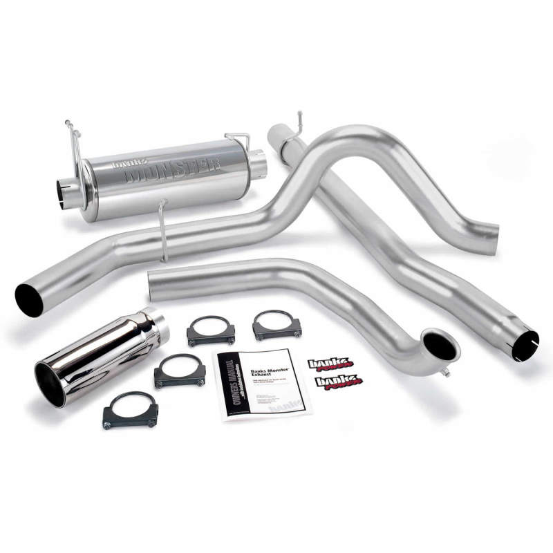Banks Power 99-03 Ford 7.3L Monster Exhaust System - SS Single Exhaust w/ Chrome Tip - Crew Original
