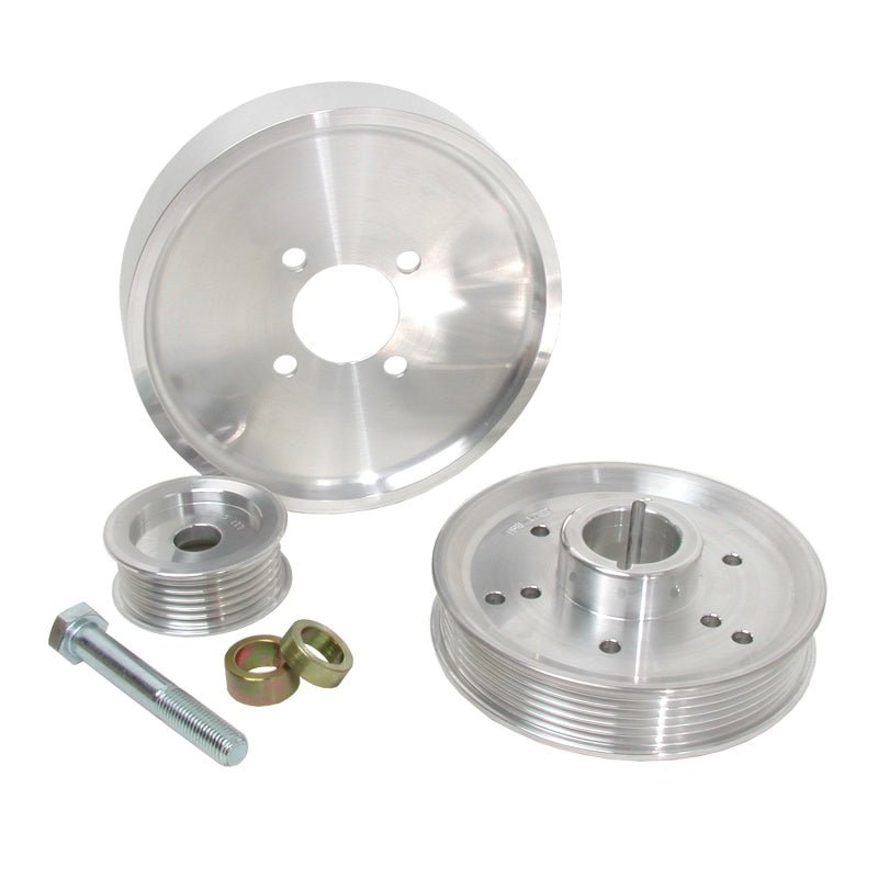 BBK 02-04 Mustang 4.6 GT Underdrive Pulley Kit - Lightweight CNC Billet Aluminum (3pc) - Crew Original
