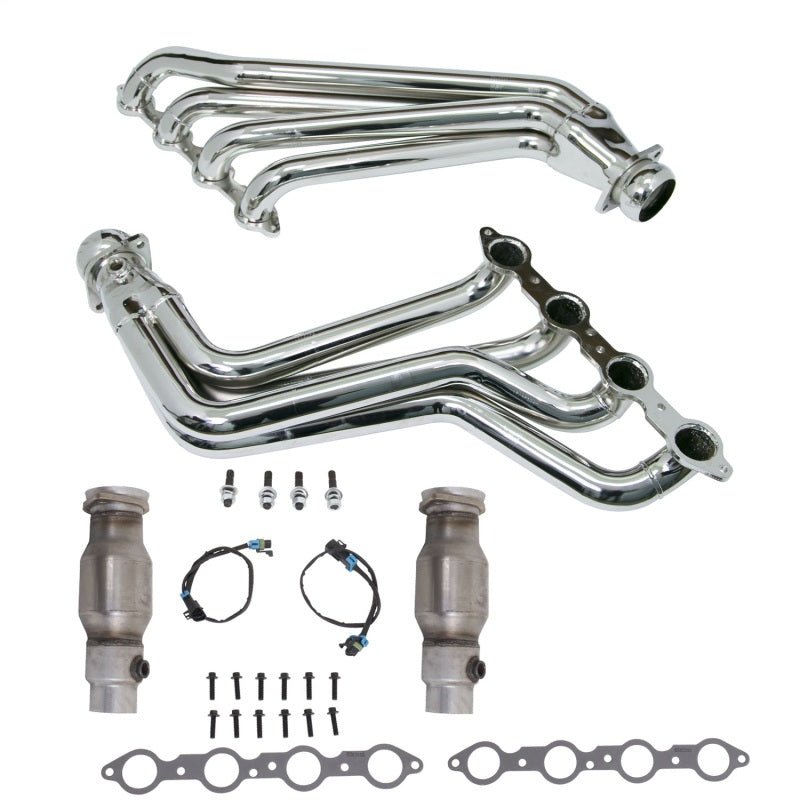 BBK 10-15 Camaro LS3 L99 Long Tube Exhaust Headers With Converters - 1-3/4 Chrome - Crew Original