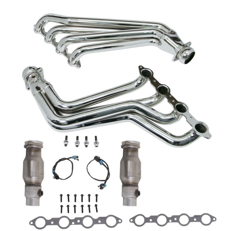 BBK 10-15 Camaro LS3 L99 Long Tube Exhaust Headers With Converters - 1-3/4 Chrome - Crew Original
