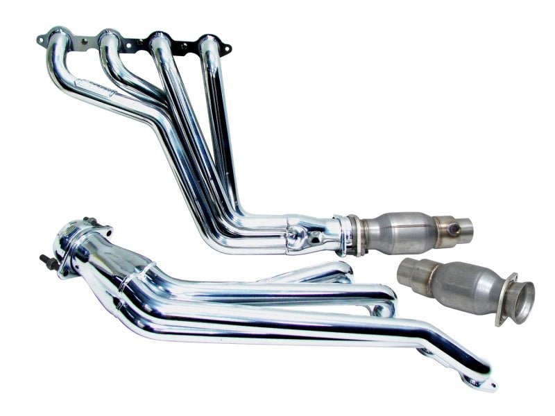 BBK 10-15 Camaro LS3 L99 Long Tube Exhaust Headers With Converters - 1-3/4 Chrome - Crew Original