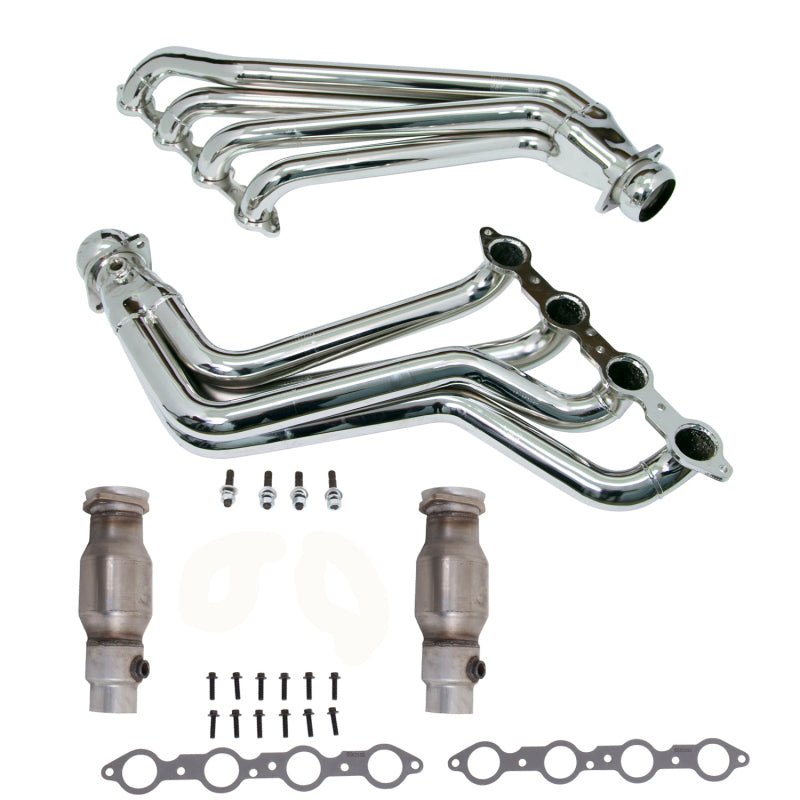 BBK 10-15 Camaro LS3 L99 Long Tube Exhaust Headers With Converters - 1-3/4 Chrome - Crew Original