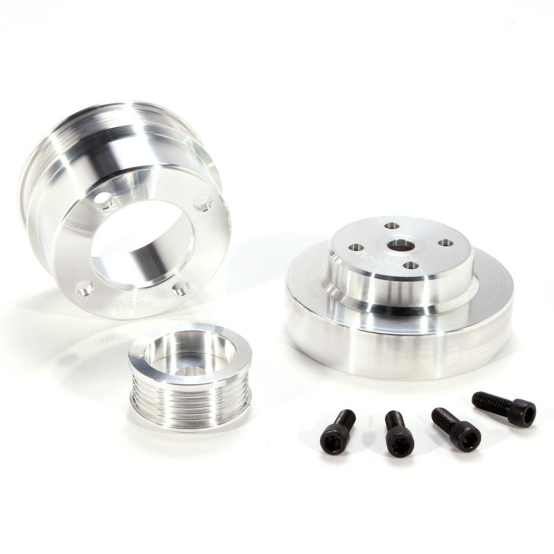 BBK 86-93 Mustang 5.0 Underdrive Pulley Kit - Lightweight CNC Billet Aluminum (3pc) - Crew Original