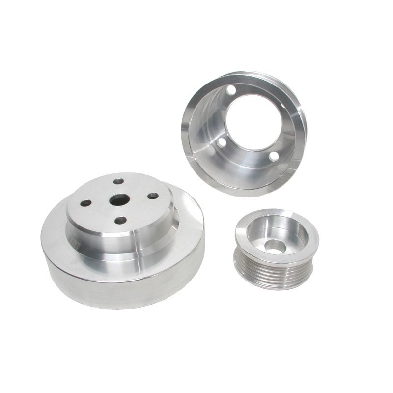 BBK 86-93 Mustang 5.0 Underdrive Pulley Kit - Lightweight CNC Billet Aluminum (3pc) - Crew Original