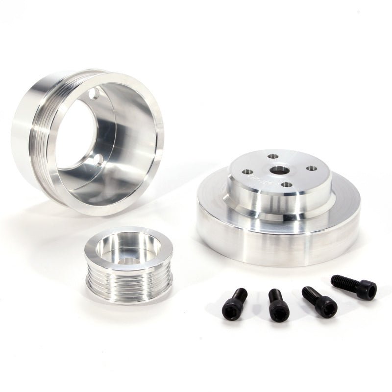 BBK 86-93 Mustang 5.0 Underdrive Pulley Kit - Lightweight CNC Billet Aluminum (3pc) - Crew Original
