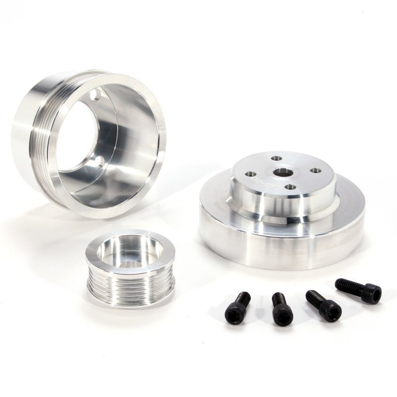 BBK 86-93 Mustang 5.0 Underdrive Pulley Kit - Lightweight CNC Billet Aluminum (3pc) - Crew Original