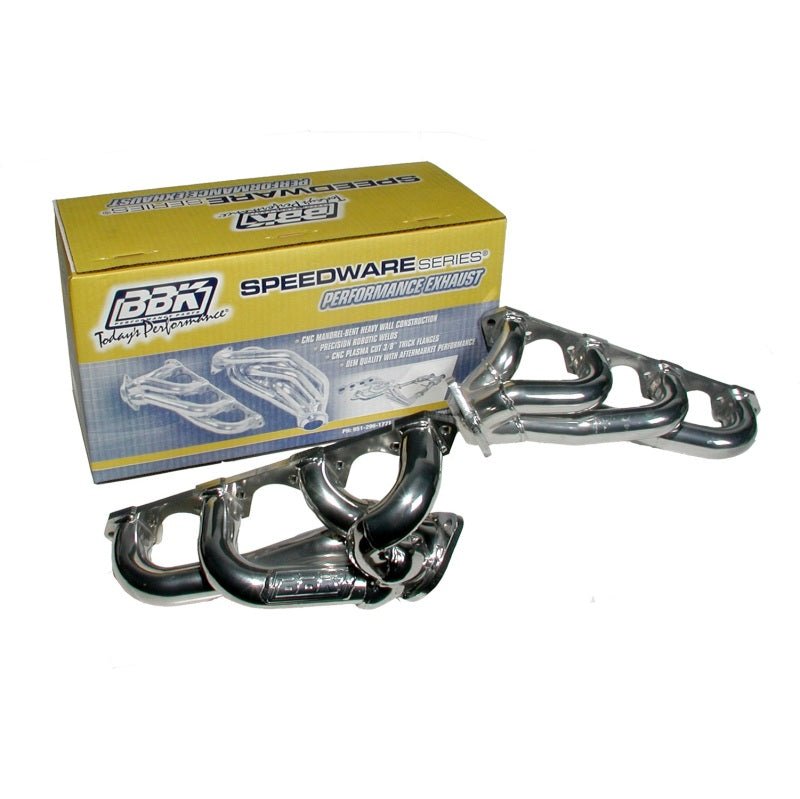 BBK 87-95 Ford F150 Truck 5.0 302 Shorty Unequal Length Exhaust Headers - 1-5/8 Chrome - Crew Original