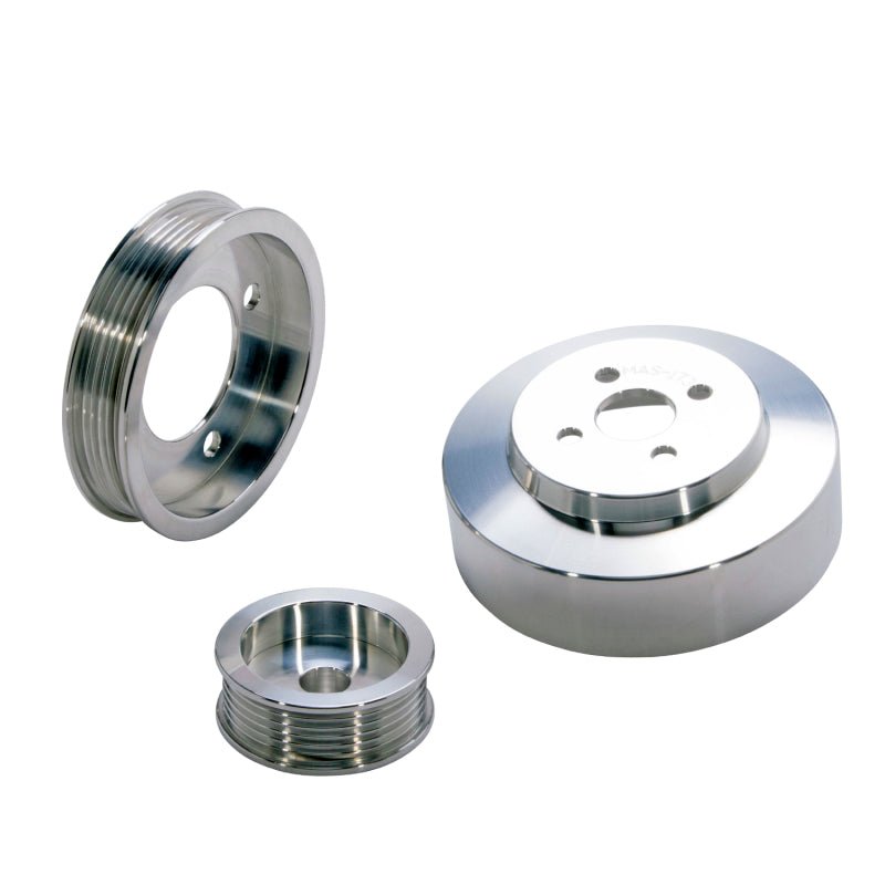 BBK 94-95 Mustang 5.0 Underdrive Pulley Kit - Lightweight CNC Billet Aluminum (3pc) - Crew Original